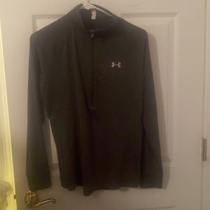 Women’s promotional dark gray Under Armour heat gear half zipper athletic top. M